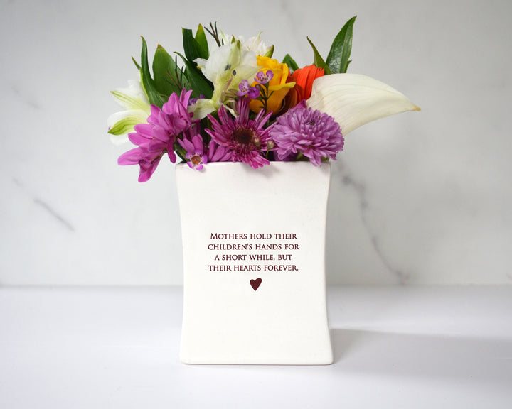 Mom Gift - Square Vase - READY TO SHIP - Mothers hold their children's hands ...