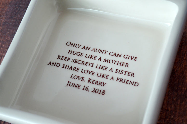 Godmother or Aunt Gift | Personalized Name and Date | Square Keepsake Box | Ceramic