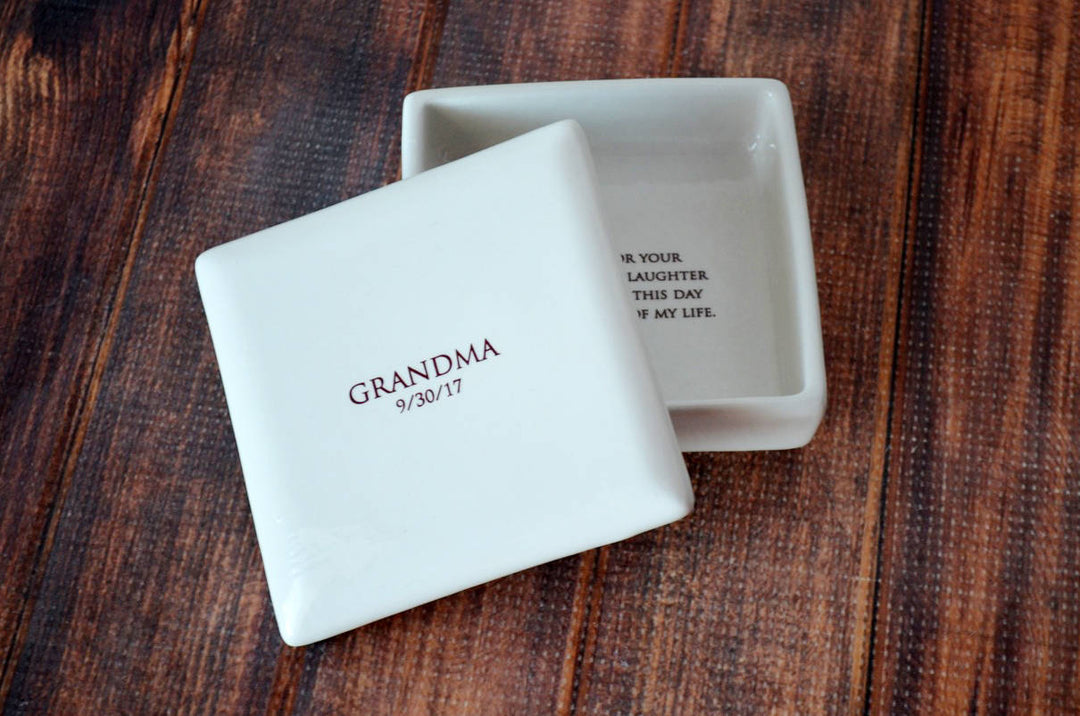 Grandma Wedding Gift, Grandmother Wedding Gift, Grandma Wedding Present - Personalized Square Keepsake Box