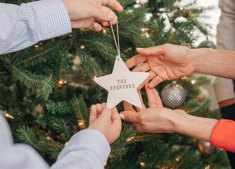 Family of 4 Customized Star Christmas Ornaments