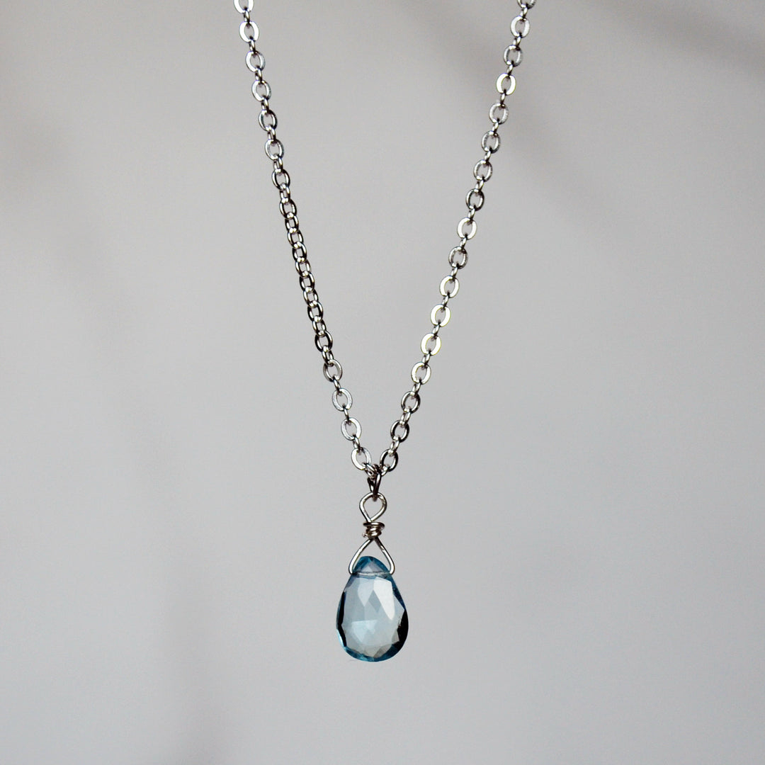 Dainty Blue Topaz Necklace, December Birthstone Necklace, Genuine Semi Precious Blue Topaz Stone, Wife Gift, Bridesmaid Gift, Mom Gift