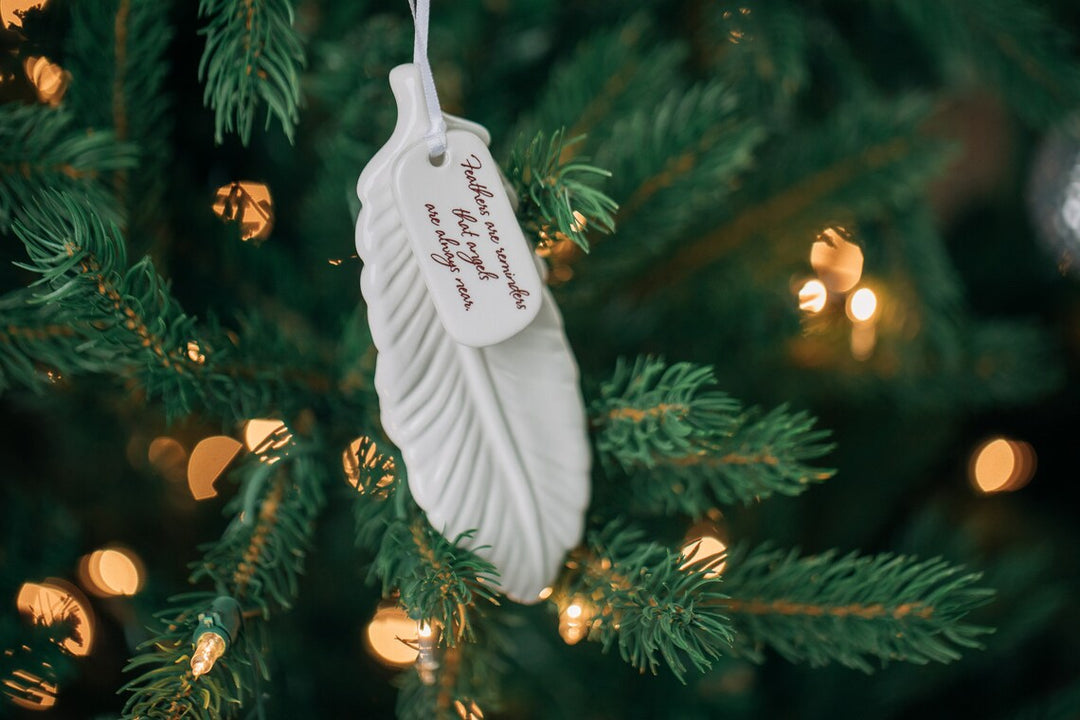 Sympathy Feather Ornament - Add Custom Text - Feathers Are Reminders That Angels Are Always Near