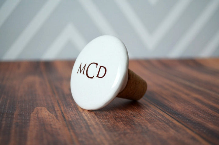 Wedding Gift or Engagement Gift - Personalized Wine Stopper with Names and Date, Monogram, or Logo