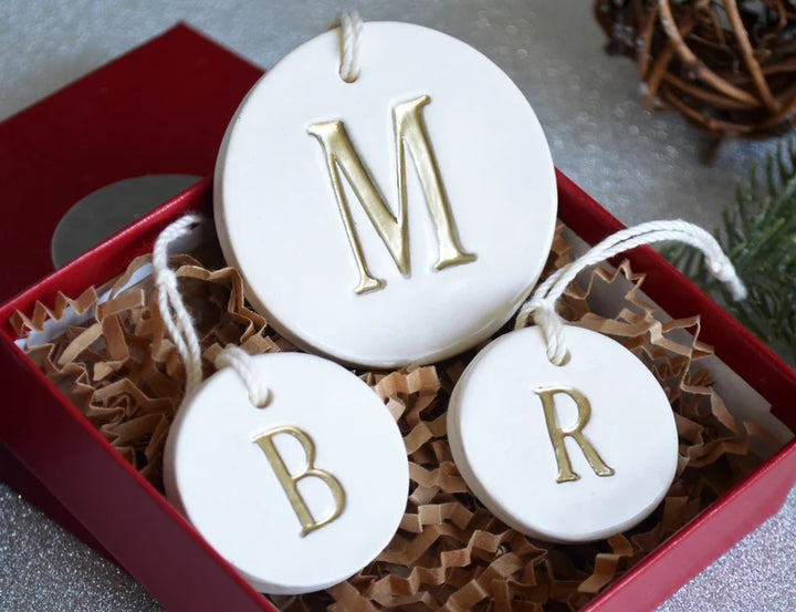 Family of 3 Silver Customized Christmas Ornaments - READY TO SHIP