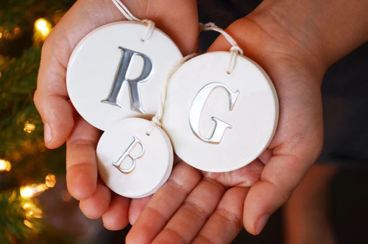 Family of 3 Silver Customized Christmas Ornaments - READY TO SHIP