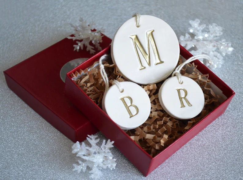 Family of 3 Silver Customized Christmas Ornaments - READY TO SHIP