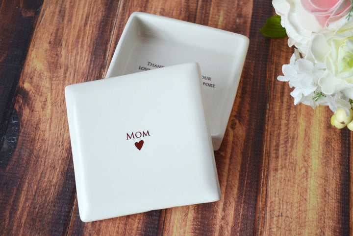 Unique Mother of the Bride Gift - ADD CUSTOM TEXT - Mom Square Keepsake Box