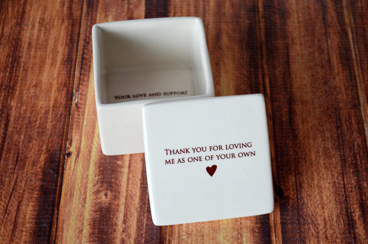 StepMother Wedding Gift or Birthday Gift - Add Custom Text - Deep Square Keepsake Box - Thank you for loving me as one of your own