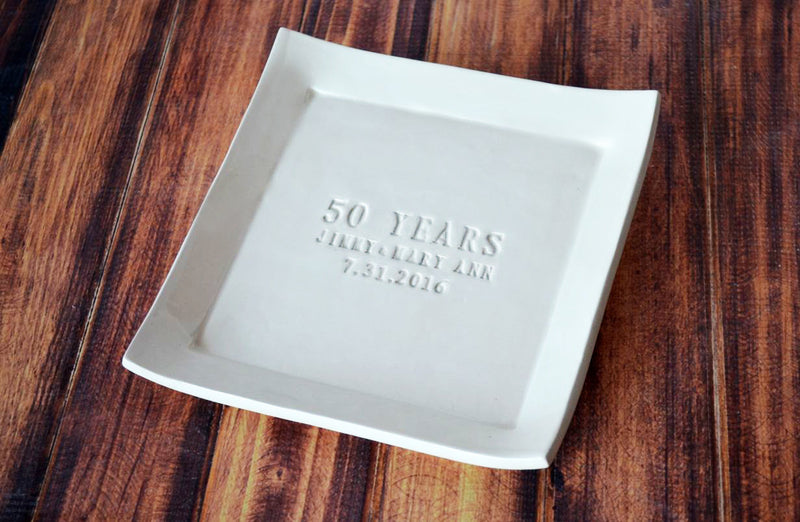 50th Anniversary Gift - Personalized Plate with Names & Date