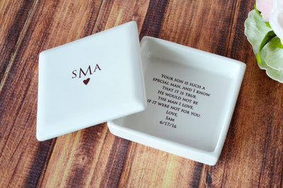 Unique Mother of the Groom Gift - Monogrammed Square Keepsake Box