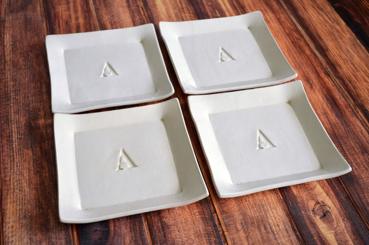 Personalized Wedding Gift - Rectangular Wedding Platter with Set of 4 Appetizer Plates