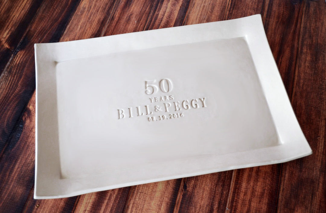 50th Anniversary Gift - Large Rectangular Platter or Guest Book Alternative