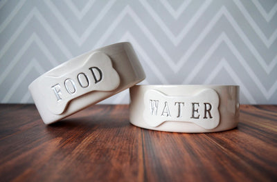 Personalized Food or Water Dog Bowl - 1 Small/Medium Size Dog Bowl - Ceramic
