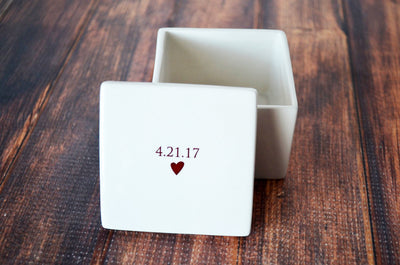 Personalized Deep Square Keepsake Box With Wedding Date