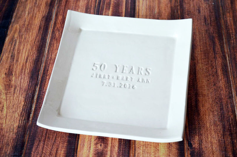 50th Anniversary Gift - Personalized Plate with Names & Date