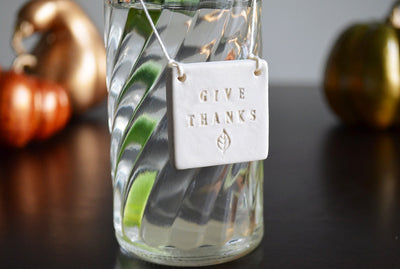 Hostess Gift - Give Thanks - Glass Bottle Vase