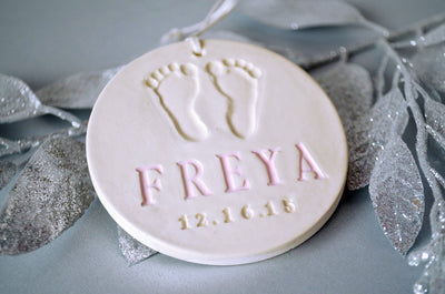 Baby's First Christmas Ornament with Footprint - Personalized - With Name and Date