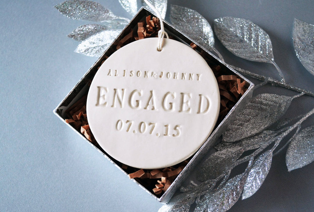 Engagement Ornament - Engagement Gift or Christmas Gift - With Names and Date