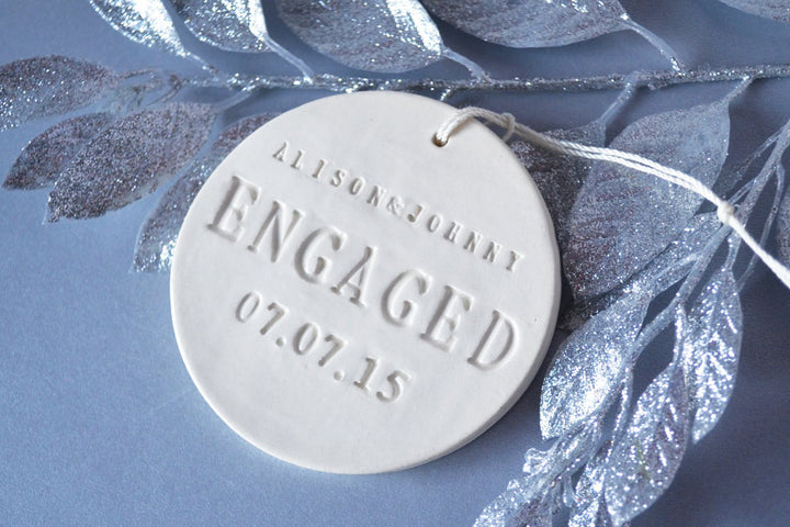 Engagement Ornament - Engagement Gift or Christmas Gift - With Names and Date