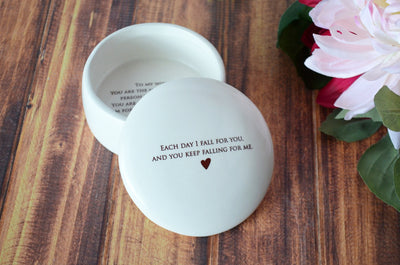 Groom Gift To Bride - Each Day I Fall For you, and You Keep Falling For Me - Keepsake Box