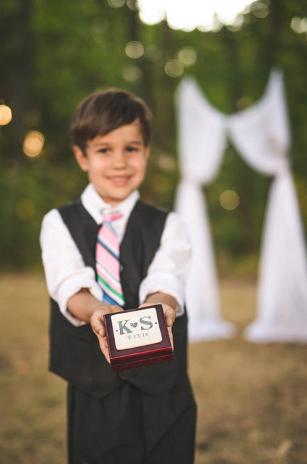 Ring Bearer Box - Personalized - Rosewood Finish