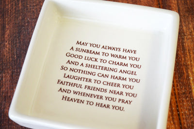 Personalized Baptism Gift, First Communion Gift  or Confirmation Gift - With Irish Blessing - Square Keepsake Box