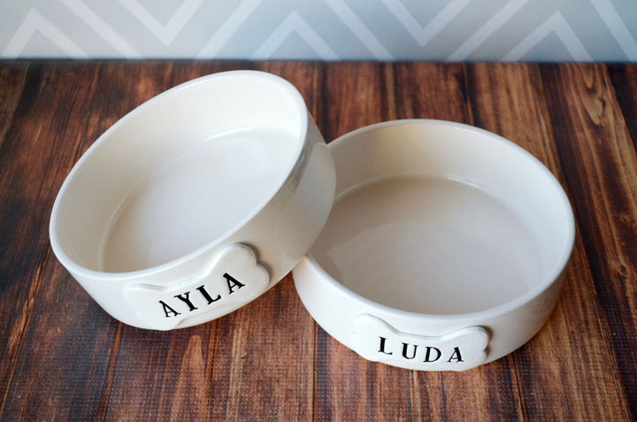 Personalized Dog Bowl | Large Size (7 ¾" dia.) | Ceramic Bowl