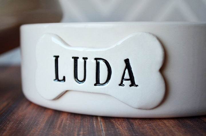 Personalized Dog Bowl | Large Size (7 ¾" dia.) | Ceramic Bowl