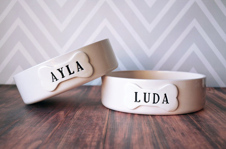 custom dog food bowls with pet's name - ceramic