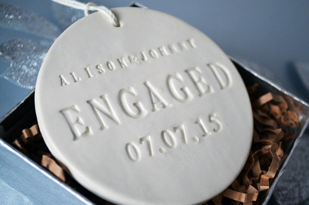 Engagement Ornament - Engagement Gift or Christmas Gift - With Names and Date