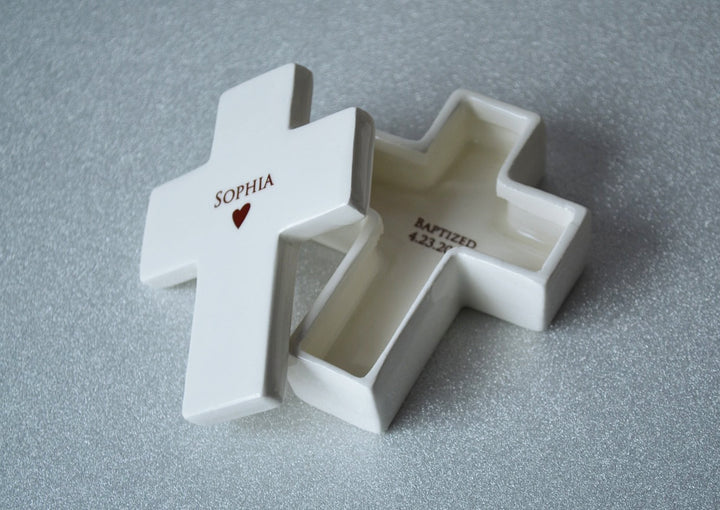 Baptism Gift, First Communion Gift or Confirmation Gift - Cross Keepsake Box