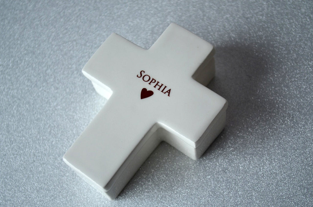 Baptism Gift, First Communion Gift or Confirmation Gift - Cross Keepsake Box