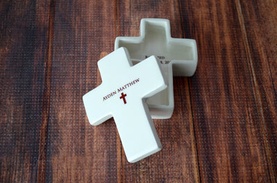 Baptism Gift, First Communion Gift or Confirmation Gift - Cross Keepsake Box