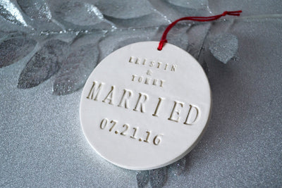 Just Married Ornament - Wedding Gift or Christmas Gift - With Names and Date