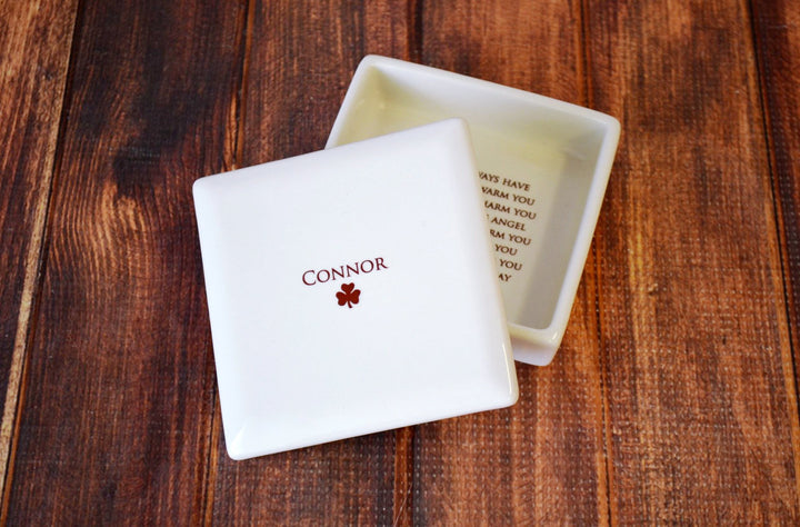 Personalized Baptism Gift, First Communion Gift  or Confirmation Gift - With Irish Blessing - Square Keepsake Box