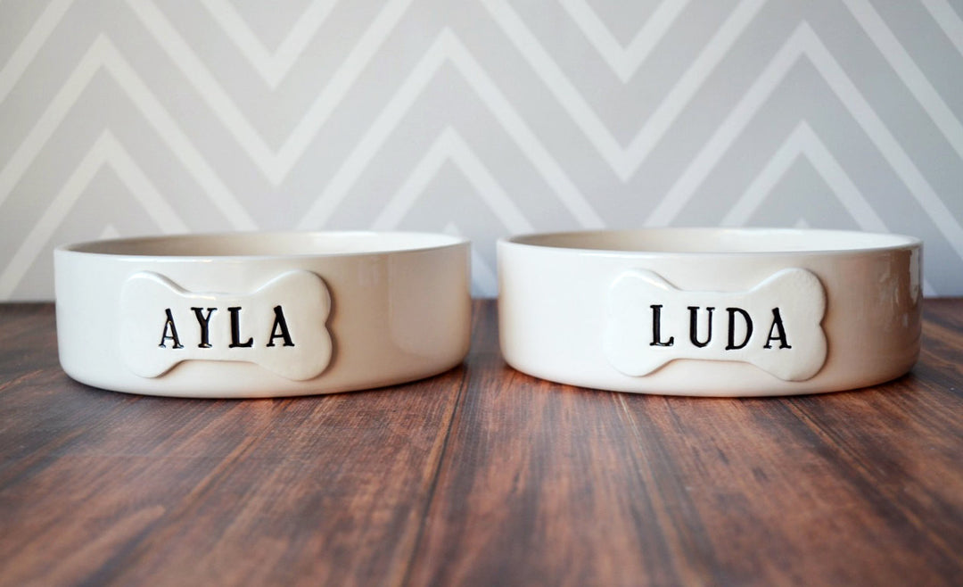 Personalized Dog Bowl | Large Size (7 ¾" dia.) | Ceramic Bowl