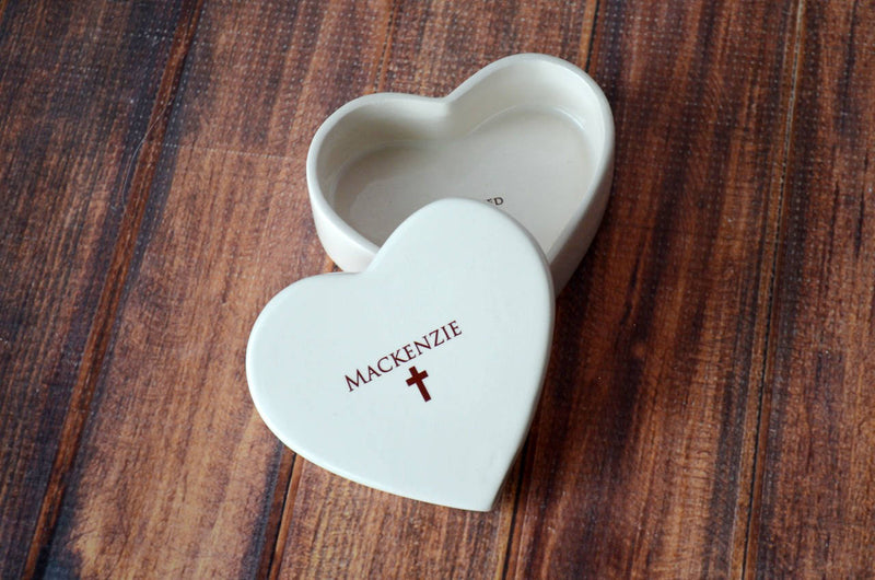 Custom Baptism Gift, First Communion Gift or Confirmation Gift - Heart Keepsake Box