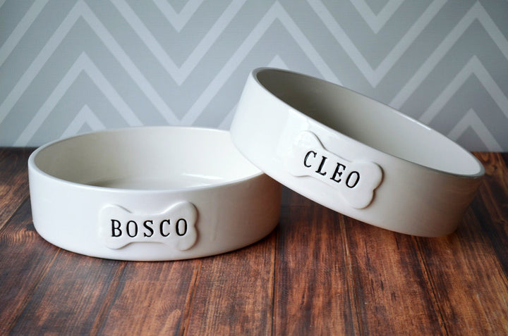 Personalized Dog Bowl - Extra Large Size (9 ¾" dia.) - Ceramic Bowl