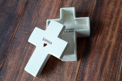 Baptism Gift, First Communion Gift or Confirmation Gift - Cross Keepsake Box