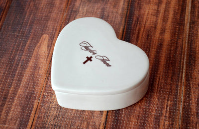 Heart Keepsake Box - Baptism Gift, First Communion Gift or Confirmation Gift - Script Font