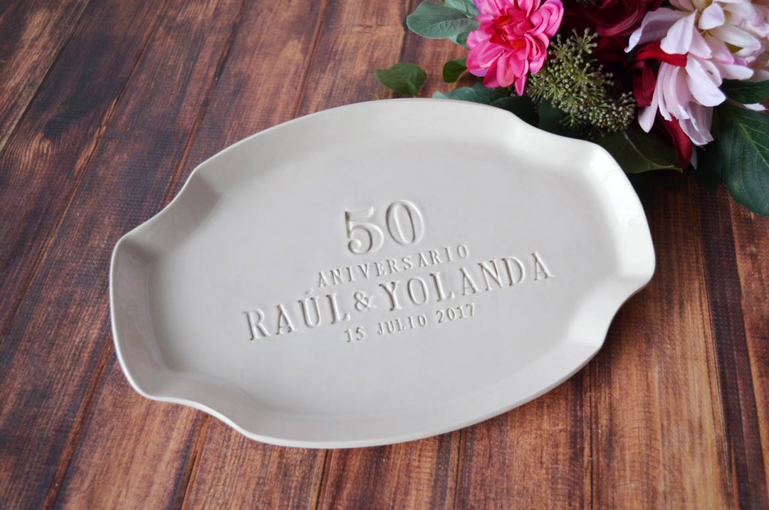 50th Anniversary Gift or Signature Guestbook Platter - Personalized Ceramic Platter - Handmade