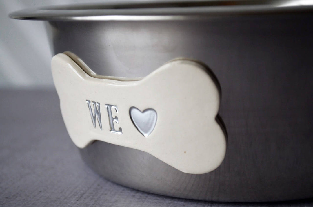 Large Dog Bowls (8 3/8" dia.) - Personalized Set of Stainless Steel Bowls