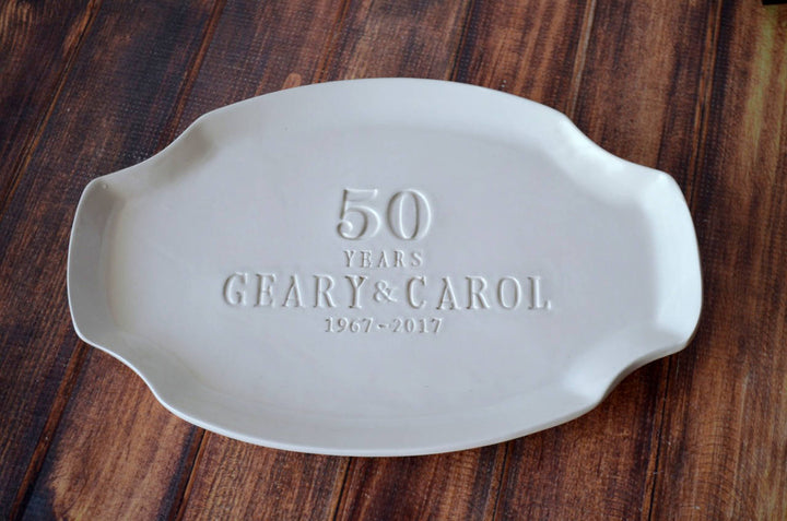 50th Anniversary Gift or Signature Guestbook Platter - Personalized Ceramic Platter - Handmade