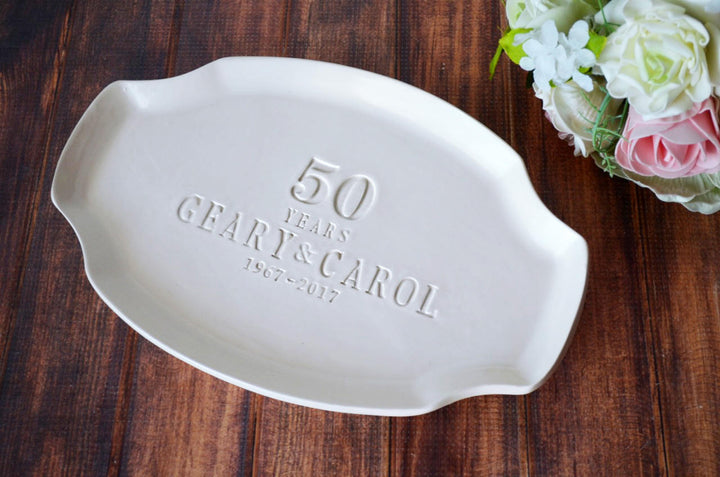 50th Anniversary Gift or Signature Guestbook Platter - Personalized Ceramic Platter - Handmade