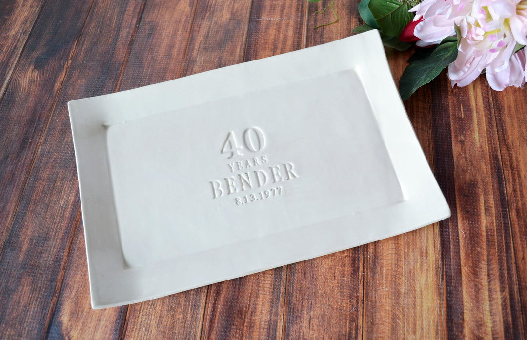 40th Anniversary Gift or Signature Guestbook Platter - Rectangular Personalized Platter