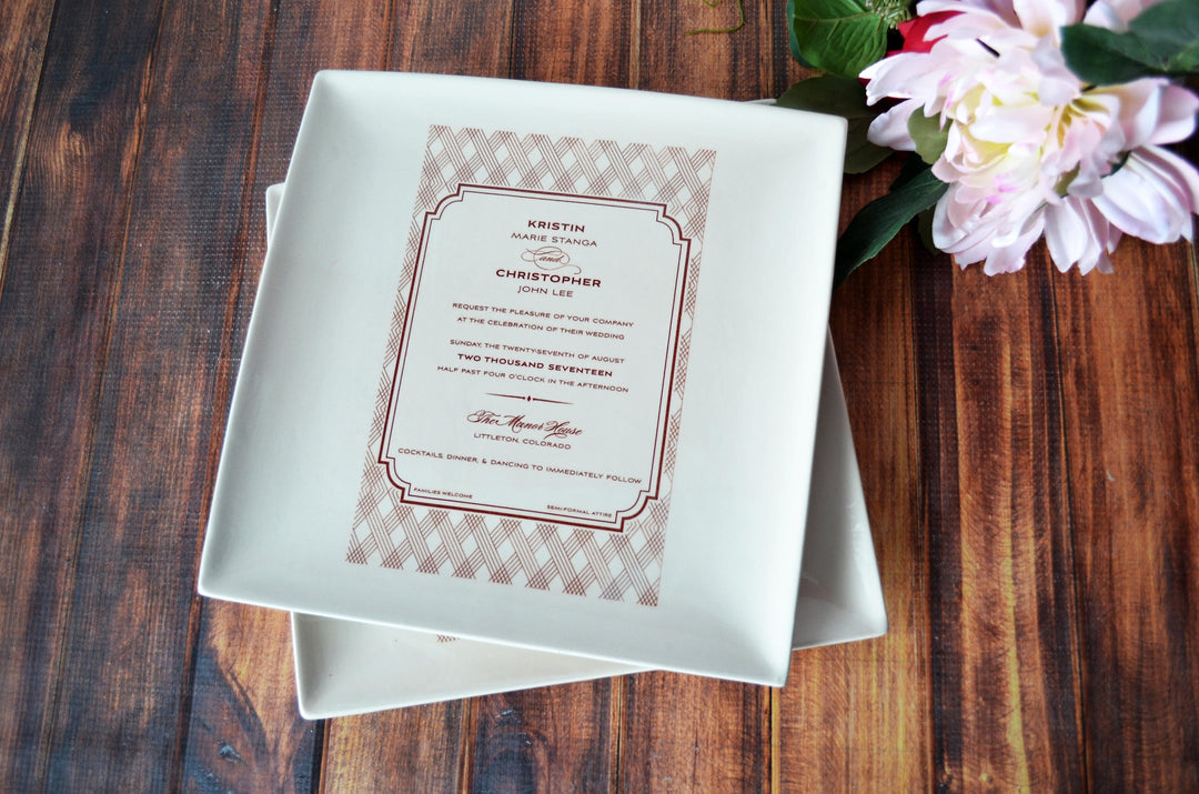 Set of 2 - Large Wedding Invitation Plates - Wedding Gift for Parents - 10 x 10