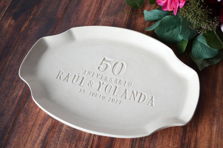 50th Anniversary Gift or Signature Guestbook Platter - Personalized Ceramic Platter - Handmade