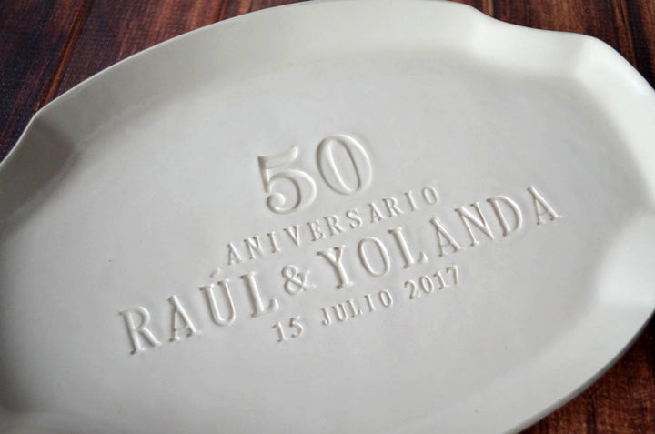 50th Anniversary Gift or Signature Guestbook Platter - Personalized Ceramic Platter - Handmade