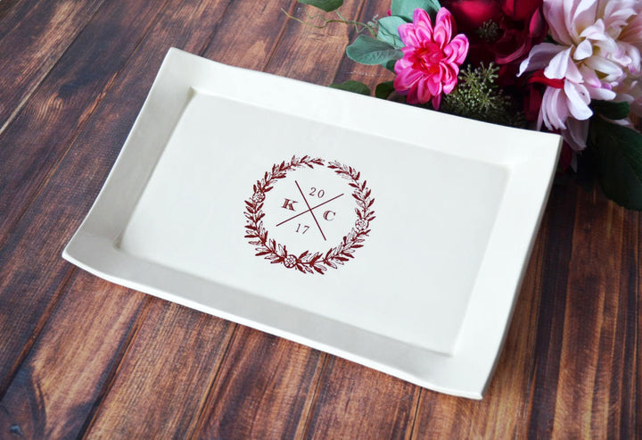 Wedding Gift - With Wedding Logo - Custom Rectangular Personalized Platter