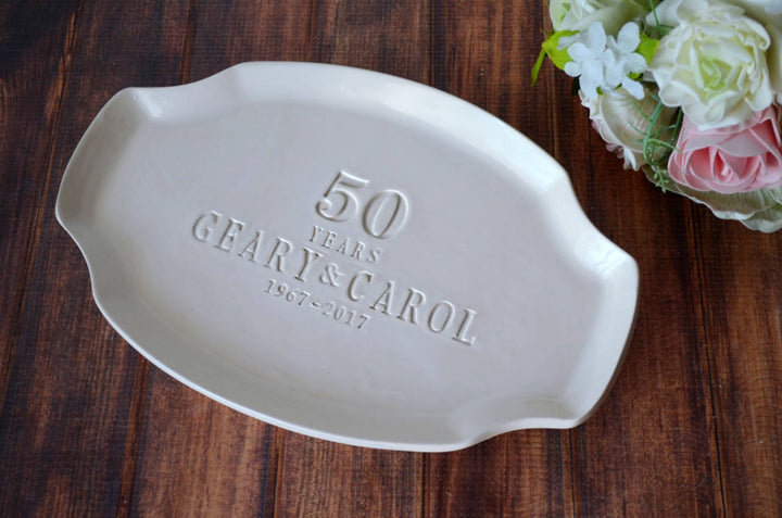 50th Anniversary Gift or Signature Guestbook Platter - Personalized Ceramic Platter - Handmade